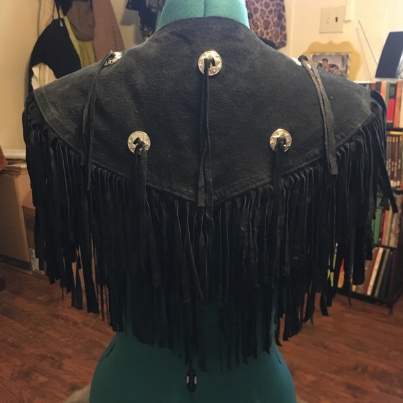 Braefair Leather New York Jackets & Blazers - Braefair Leather New York Brand Tasseled Capelet